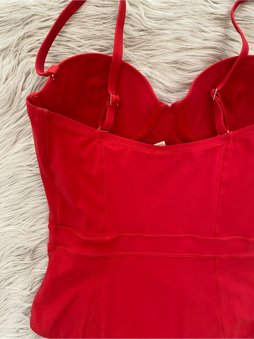 Tory Burch Lipsi Solid One Piece Swimsuit Poppy Red Bustier Underwire Tropical S